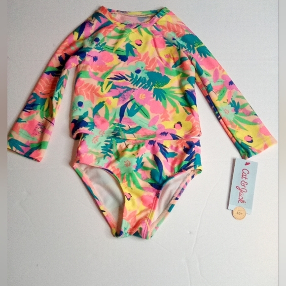 Cat & Jack Kids Swim Set - Multicolor Floral - Picture 9 of 10
